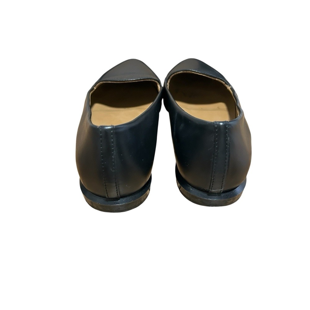 Black Pointed-Toe Leather Flats - Women's Slip-On Loafers - Picture 5 of 8